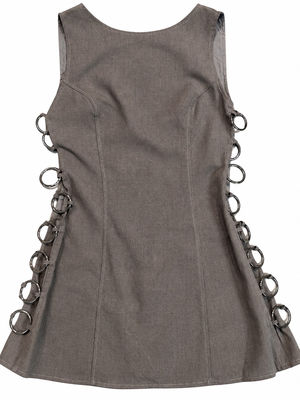 Vrg Girl Linen Mini Silver Ring Discoteca Dress - Size 6